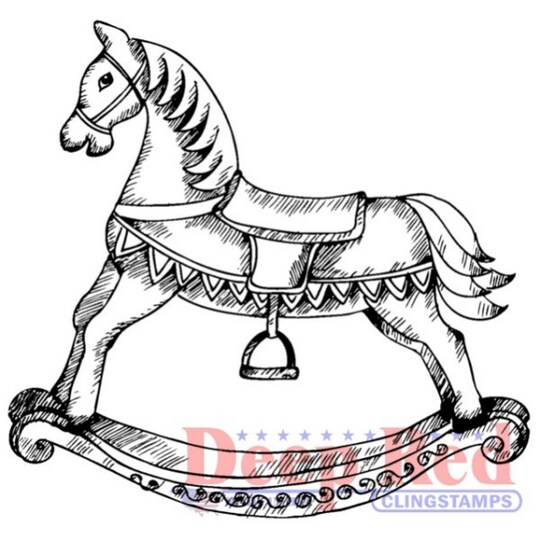 Deep Red Stamps Rocking Horse Rubber Cling Stamp 2.1 x 2.1 inches Michaels